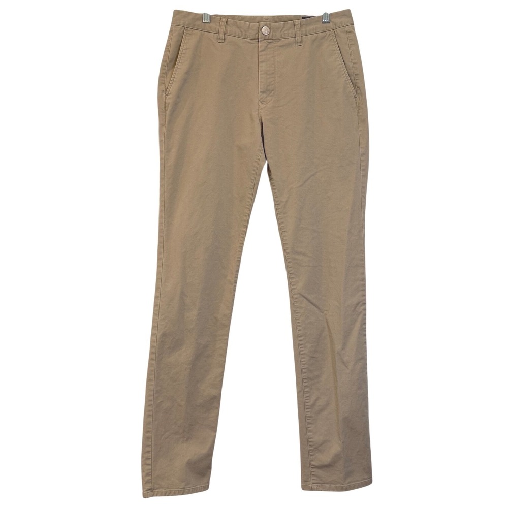 Bonobos Casual Chino Slim Fit Tan Khaki Flat Front Stretch Cotton Pants 32 x 35